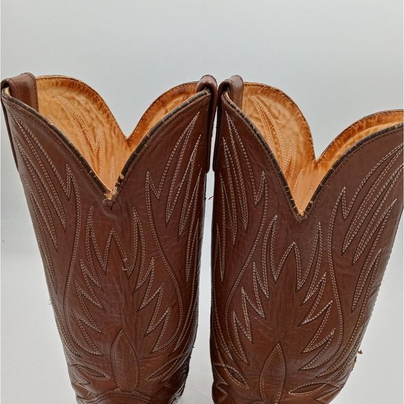 Vintage Brown Leather Mens 7 D Cowboy Boots Country Western Chore Work main image 6